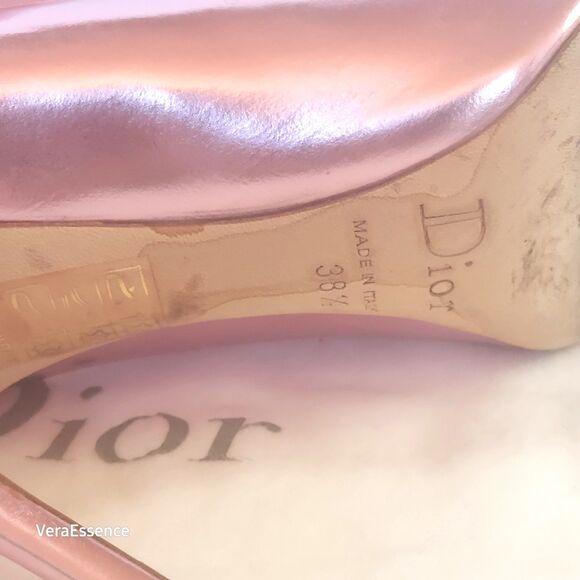 Christian Dior Women Heel Pumps Leather Shoes 9 39 Metallic Pink WSRP $859 - Picture 12 of 16